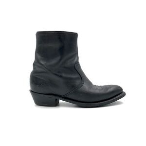 Double H Black Leather Western Zipper Double Wide Boots Mens Size 8.5 3E